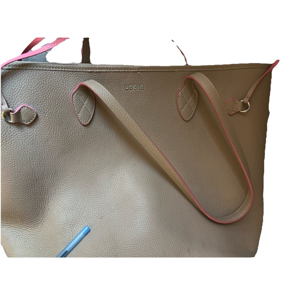 Lodis Shoulder Bag Tote Large Brown Pebbled Leather Travel Luggage‎ Buttery Soft - Picture 7 of 11